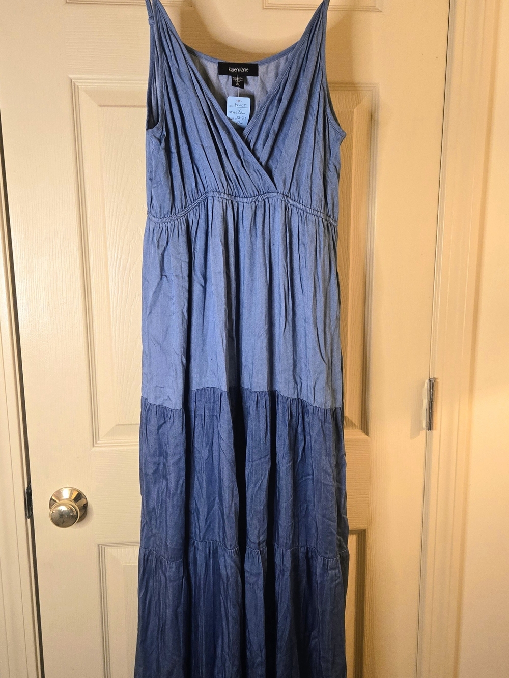Two-Tone Blue Tiered Maxi Dress